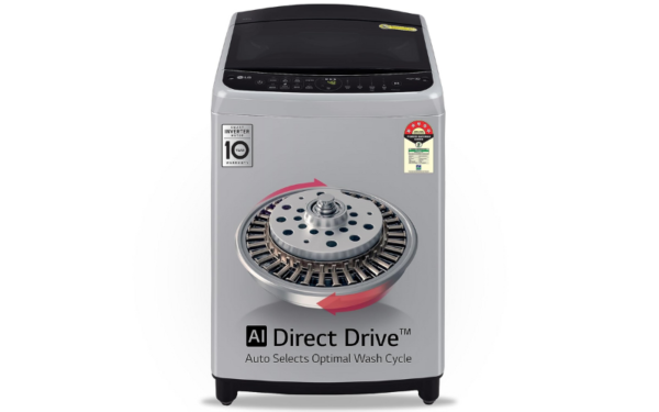 LG 9 Kg 5 Star Inverter Fully-Automatic Top Load Washing Machine (THD09NPF, Middle Free Silver, AIDD Technology)